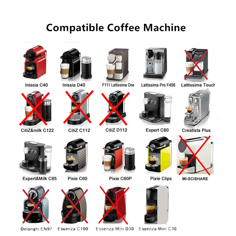 ICafilas Stianless Metal Refillable Reusable Coffee Capsule Spoon With Clips Tamper For Nespresso Capsule