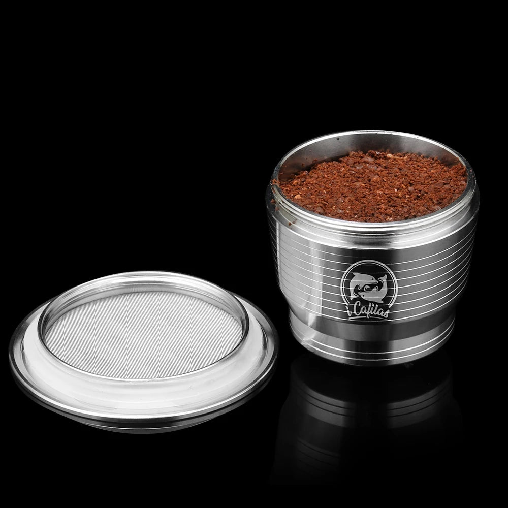 ICafilas Stianless Metal Refillable Reusable Coffee Capsule Spoon With Clips Tamper For Nespresso Capsule