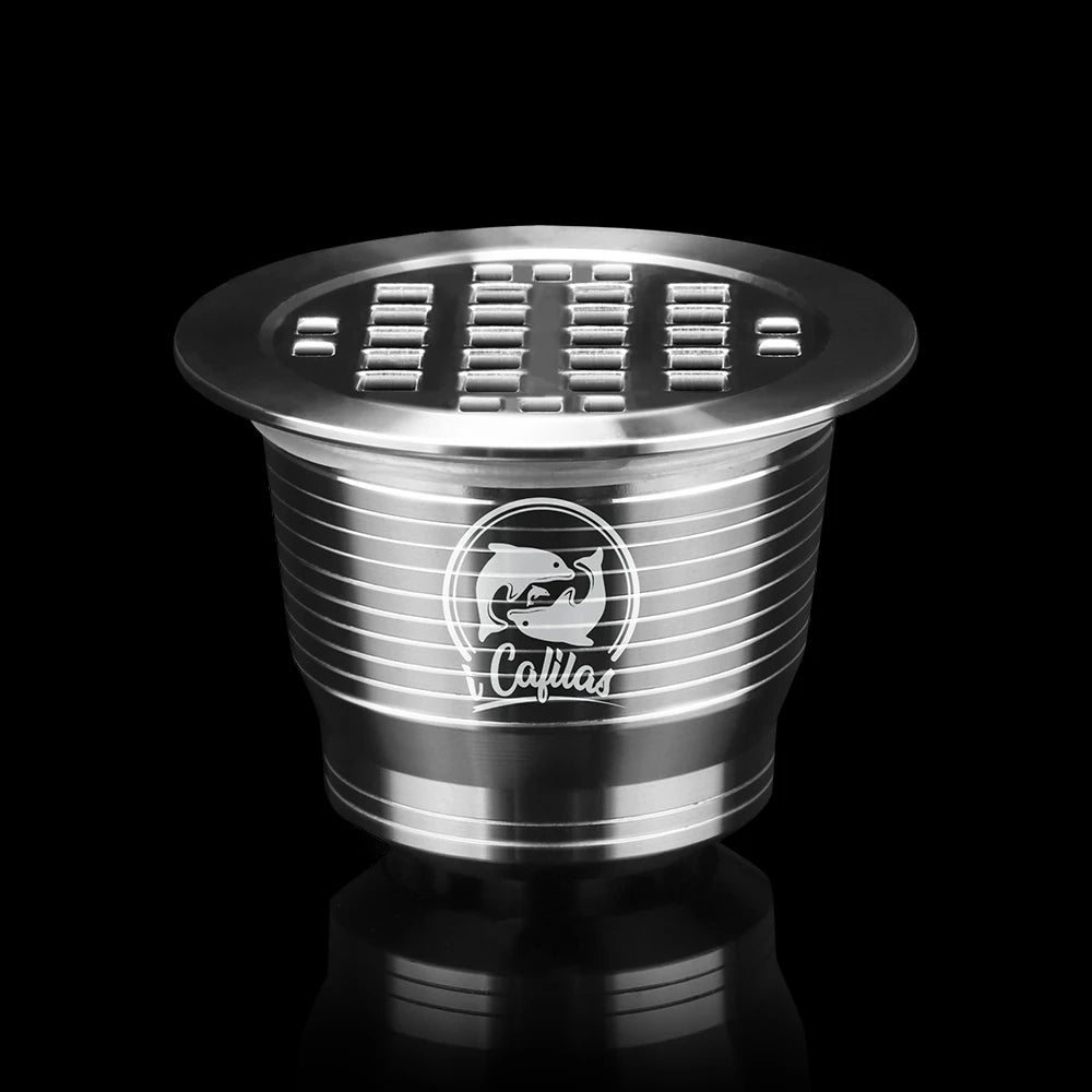 ICafilas Stianless Metal Refillable Reusable Coffee Capsule Spoon With Clips Tamper For Nespresso Capsule