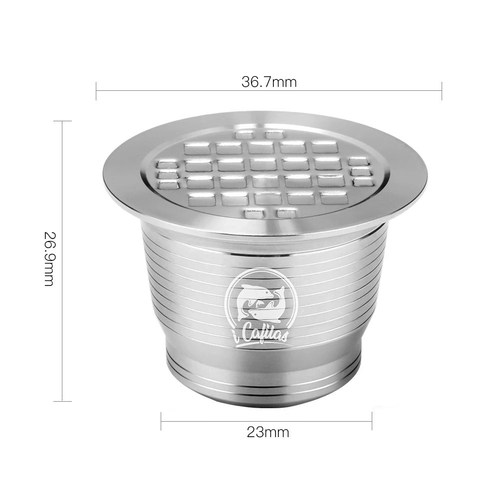 ICafilas Stianless Metal Refillable Reusable Coffee Capsule Spoon With Clips Tamper For Nespresso Capsule