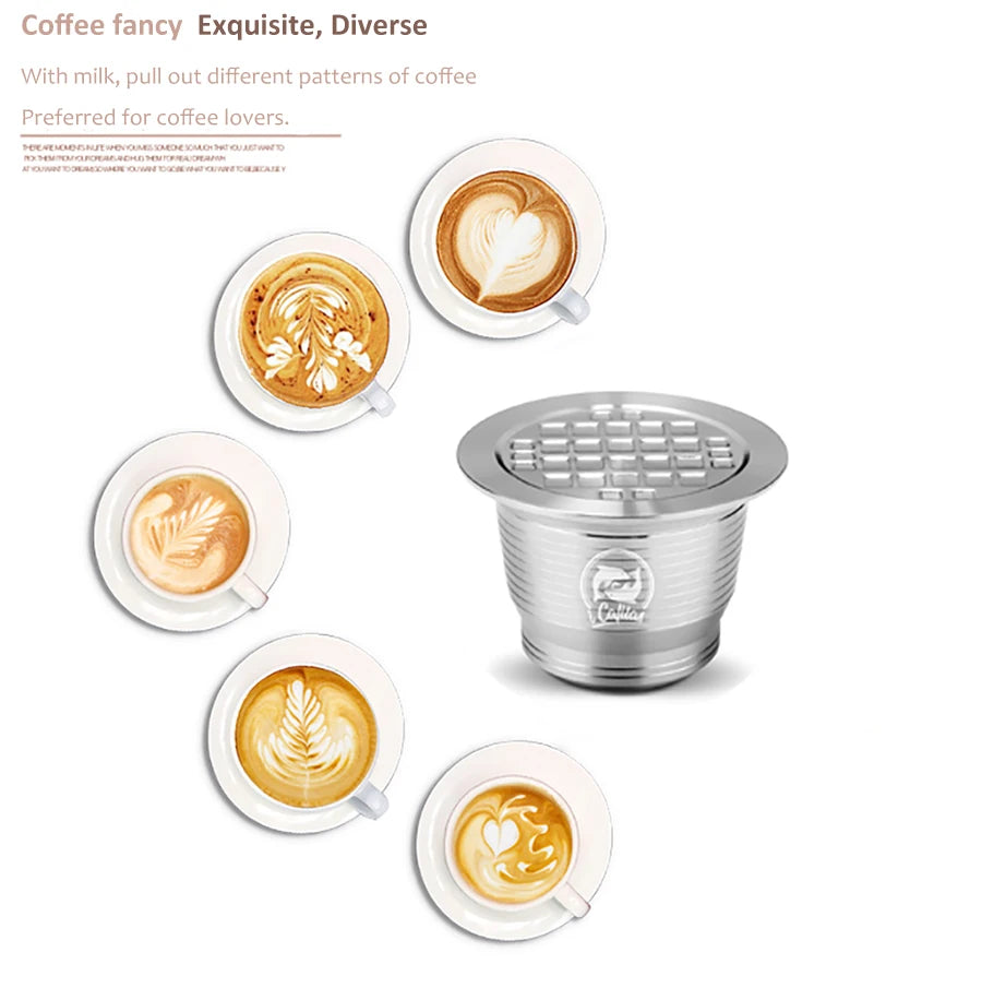 ICafilas Stianless Metal Refillable Reusable Coffee Capsule Spoon With Clips Tamper For Nespresso Capsule