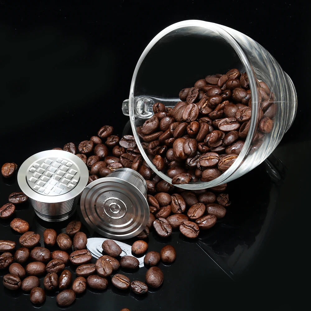 ICafilas Stianless Metal Refillable Reusable Coffee Capsule Spoon With Clips Tamper For Nespresso Capsule
