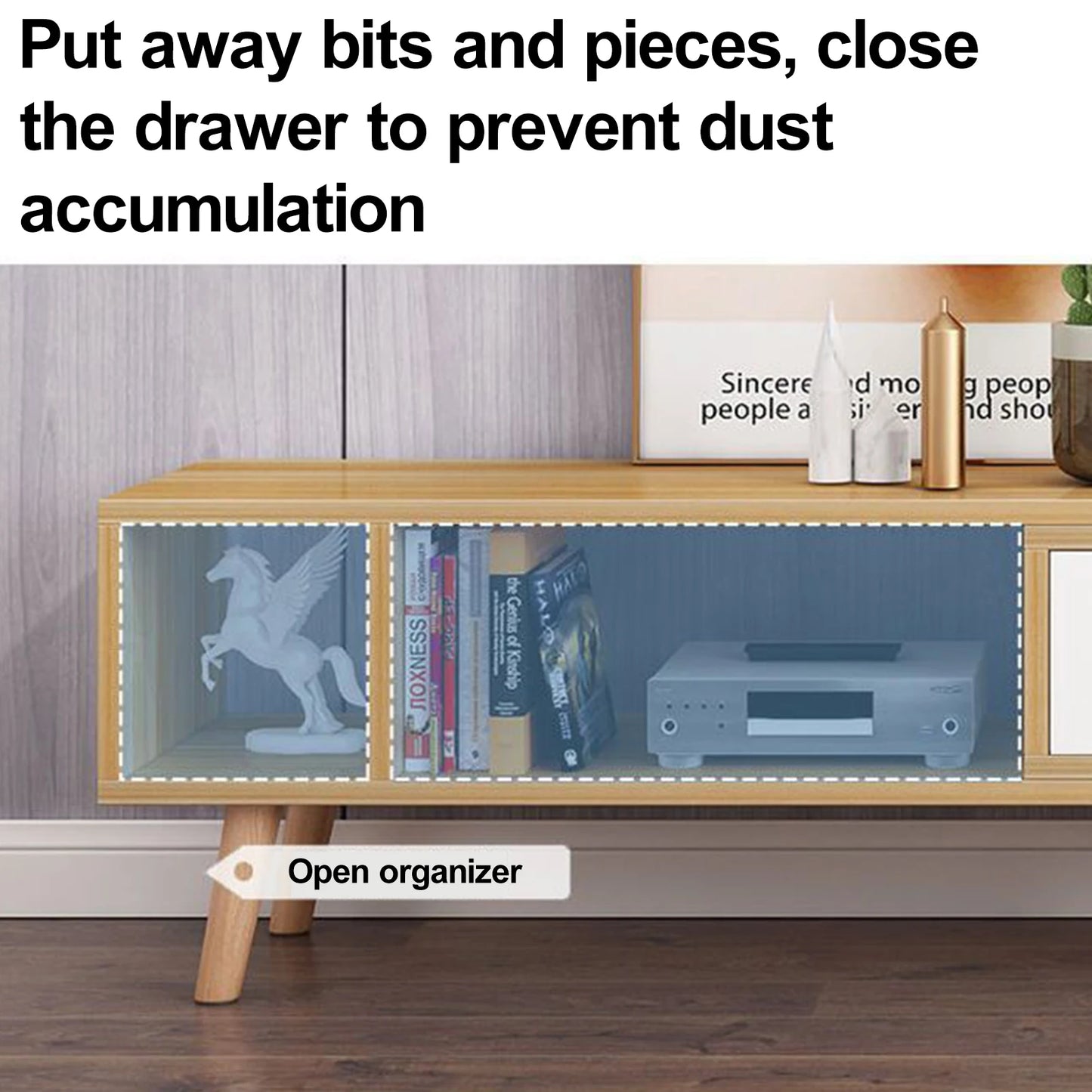 Modern TV Stand with 2 Cabinets Open Shelves Minimalist Wooden Entertainment Center for TVs Up 78” Sturdy TV Console Living Room