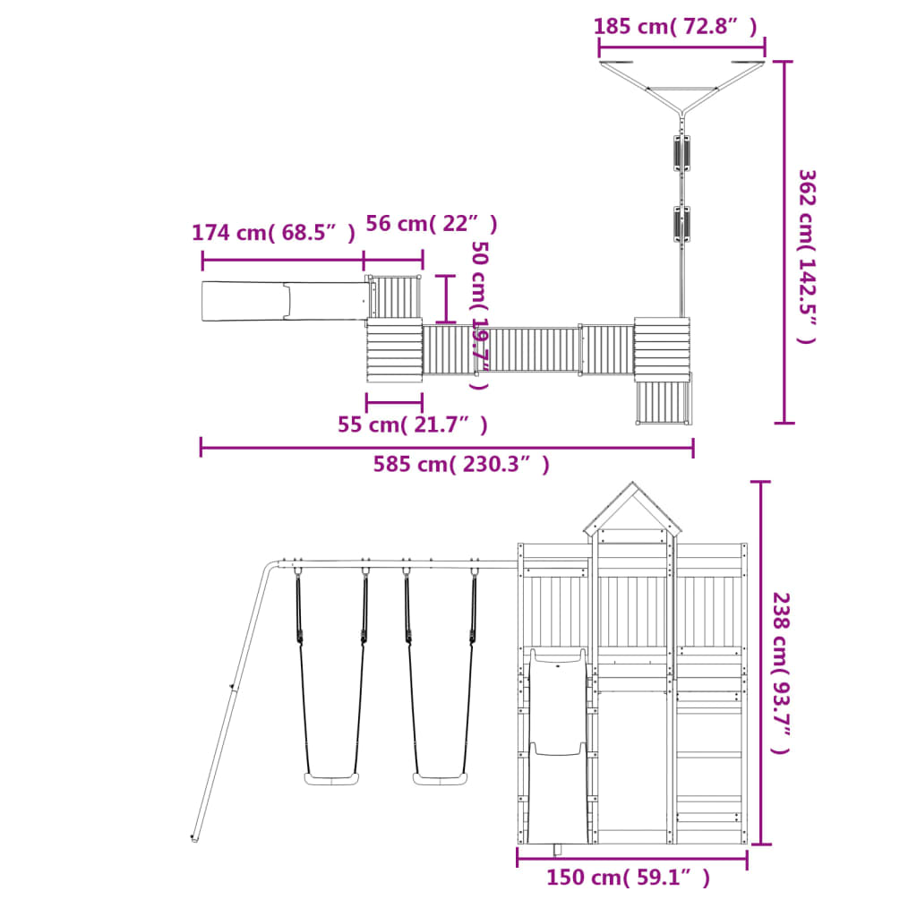 Outdoor Playset Solid Wood Pine