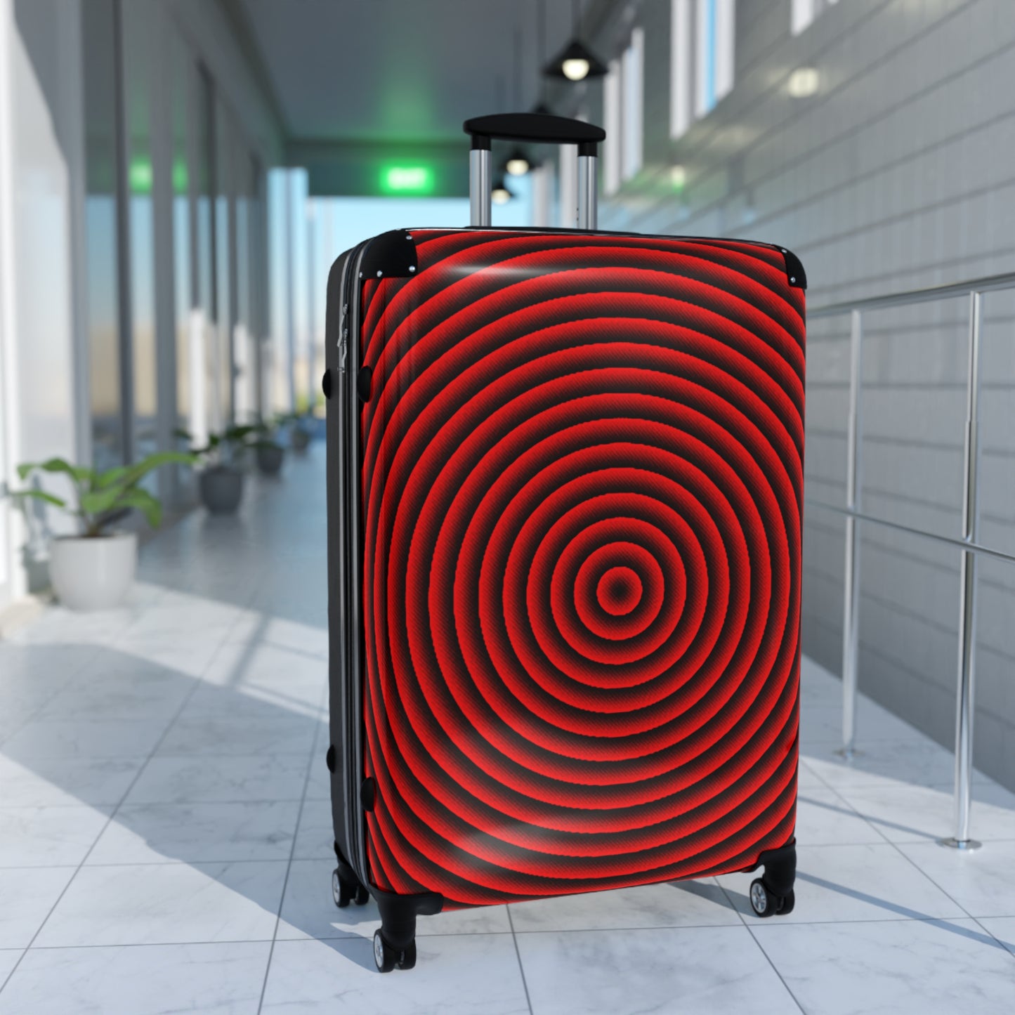 Psychedelic Spiral Red Suitcase - Travel Luggage