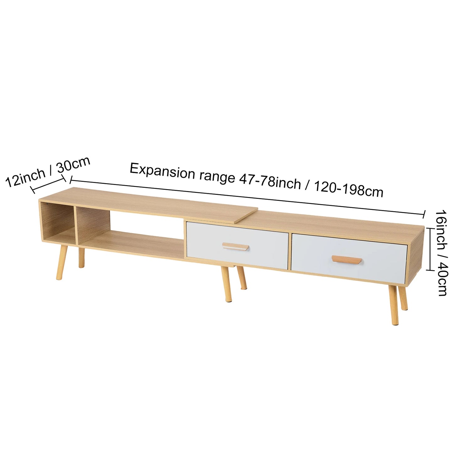 Modern TV Stand with 2 Cabinets Open Shelves Minimalist Wooden Entertainment Center for TVs Up 78” Sturdy TV Console Living Room