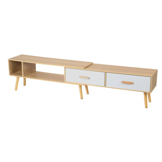 Modern TV Stand with 2 Cabinets Open Shelves Minimalist Wooden Entertainment Center for TVs Up 78” Sturdy TV Console Living Room