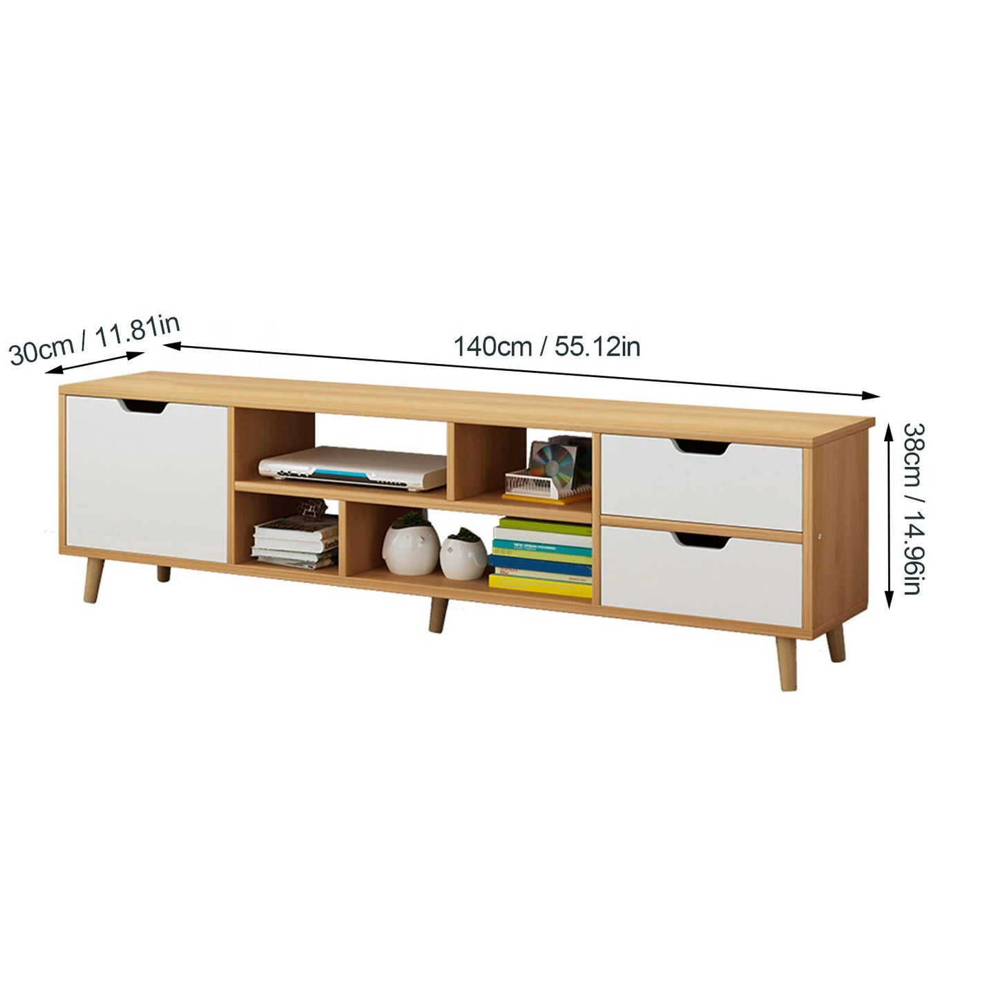 TV Stand, Media Entertainment Center with 3 Drawers and Open Shelves, Television Stand, TV Table, Media Console for Living Room