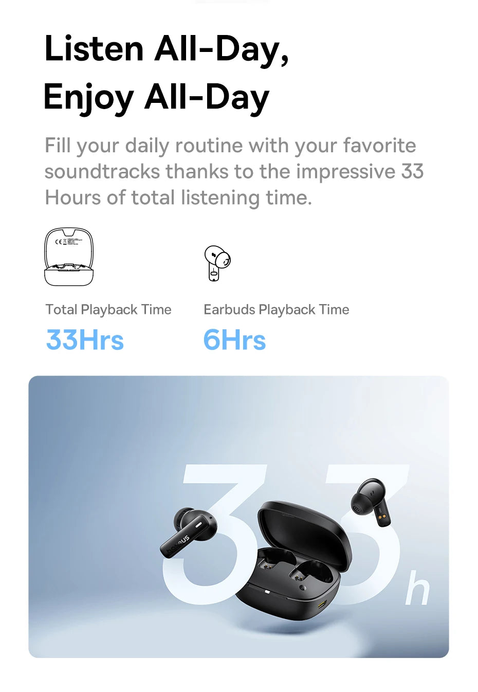 Wireless/Bluetooth  Earphones IPX5 Waterproof - Baseus - Bowie E19