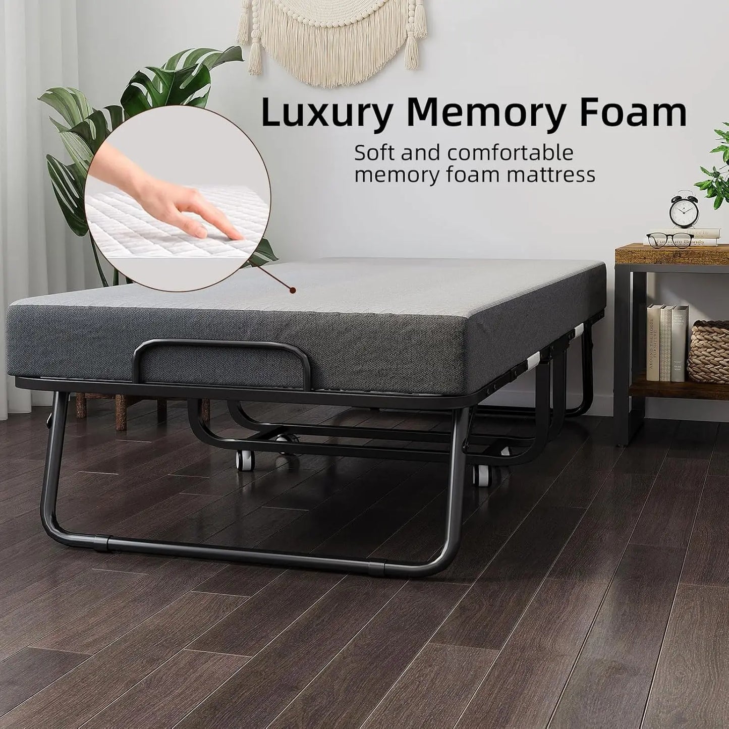 Folding Bed with Mattress Portable Foldable Guest Beds for Adults 75 x 31 Inch Twin Size Rollaway Day Bed with Premium 5 Inch Me