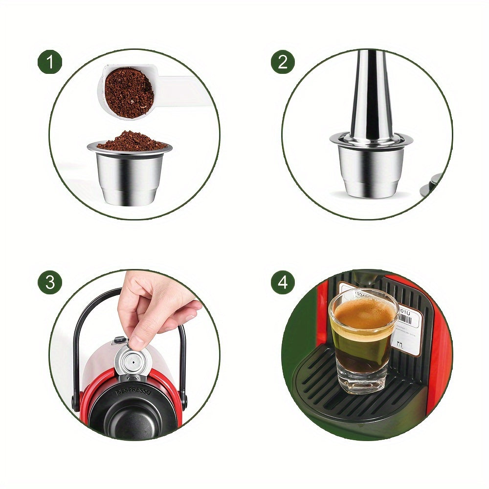 Stainless Steel Reusable Coffee Pods for Nespresso - Compatible with Inissia, Essenza Mini & More - High-Quality DIY Espresso Filters