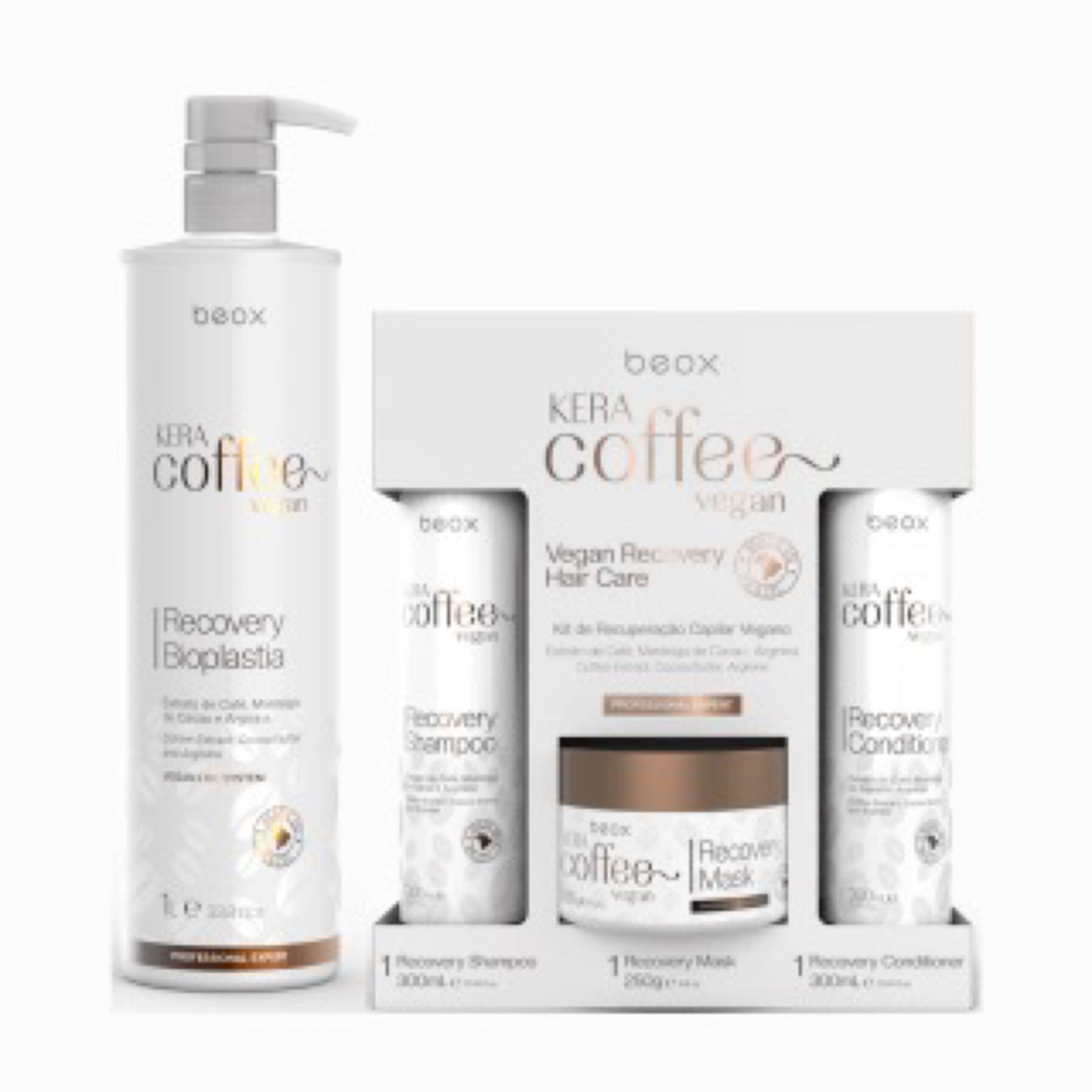 KeraCoffee Vegan 1L + Shampoo + Kit Home Care